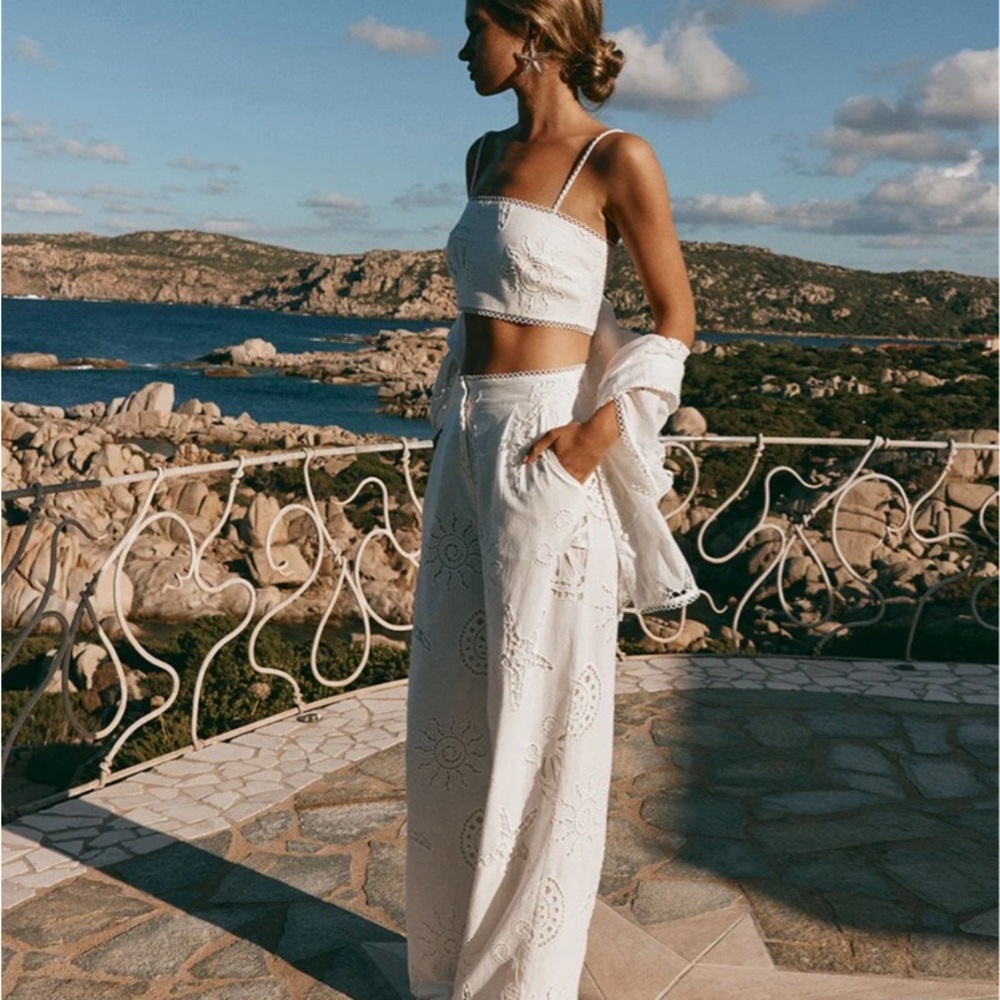 White Embroidered Two-Piece Set